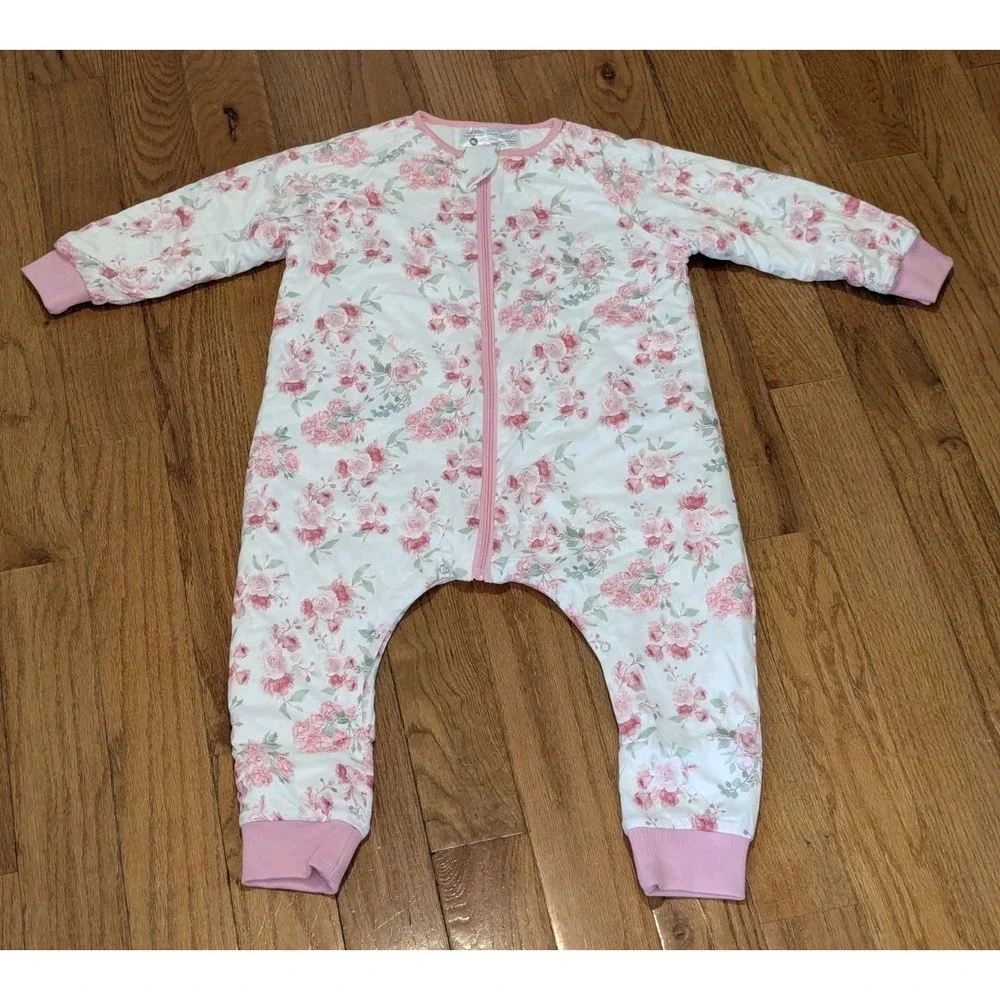 Coquette Cottagecore‎ Pink Rose Floral Sleep Sack Pajama Romper XL